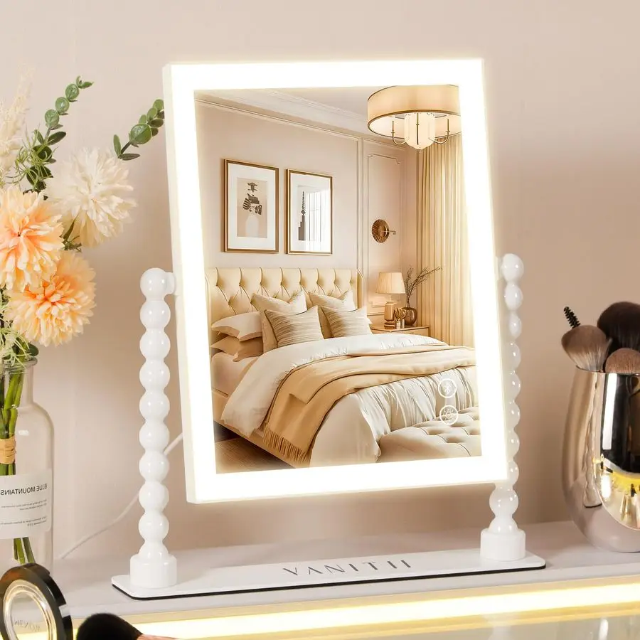 Makeup Mirror with Lights 9x12 Hollywood Mirror with Music Speaker Dimmable 3 Color Lighting Light up Mirror with 10X Magnificat