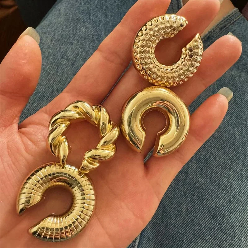 Four-piece Gold Color C-type ear bone clips Fashion Earrings Women's CCB earrings Celebrate holiday gifts