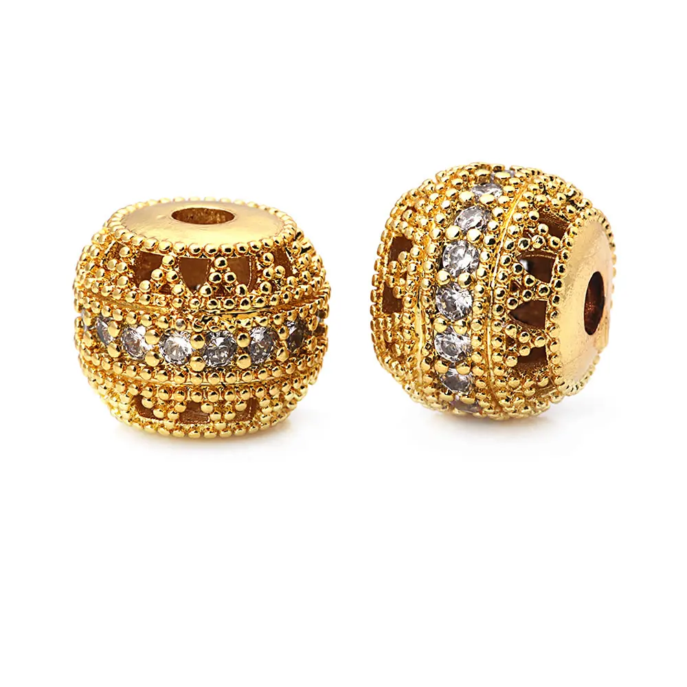 18K Gold Color Brass Zircon Round Spacer Beads Bracelets Beads Diy Jewelry Accessories Making Materials Rosediy Official Website