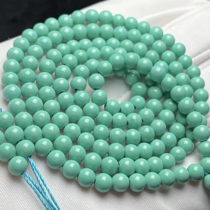 

High Porcelain 4mm Yajiaoshan Material Green Pine Round Necklace 108 Buddha Bracelet Loose Beads Single Bead Ac