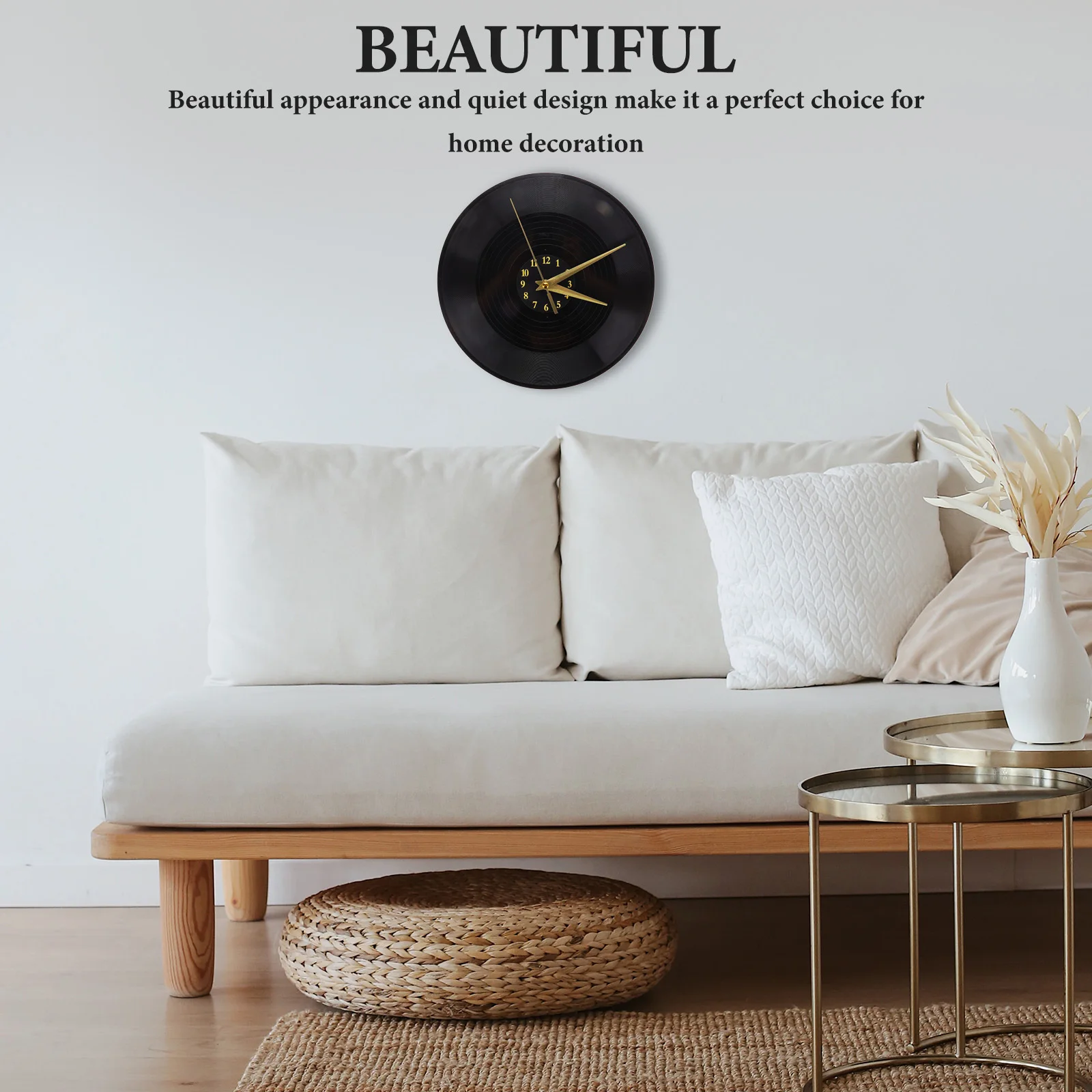 

Record Wall Clock Operated Elegant Noiseless Mechanism for Bedroom Living Room Kitchen Wall Clocks