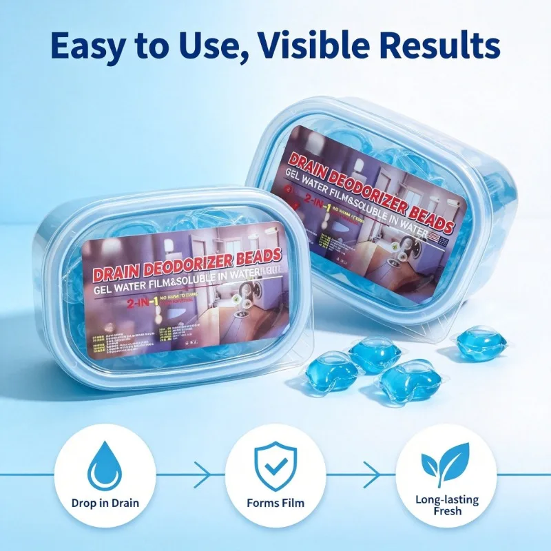Odor Removal Sewer Cleaner Scented Gel Airs Freshener For Sinks Drains Gel Water Film Soluble In Water For Kitchen For Bathroom