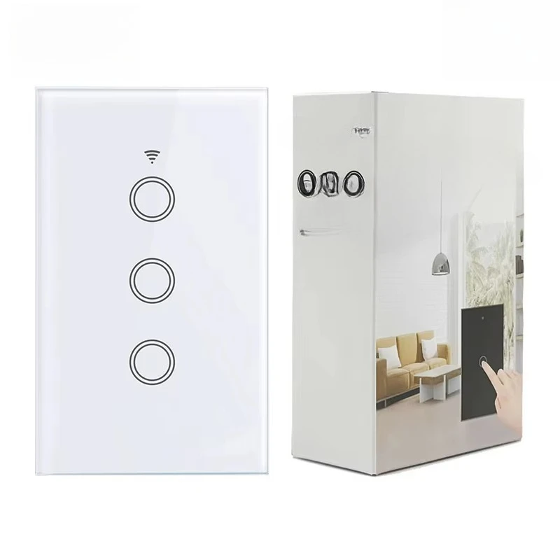 

New luxury smart home products Wall touch light with glass Wifi smart switch way smart life application