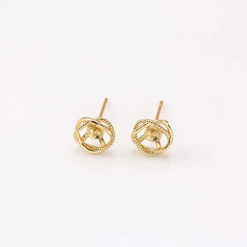 

1 пара позолоченных медных серег-гвоздиков E336 с жемчугом и серебряной иглой S925, фурнитура для изготовления ювелирных изделий, аксессуары для DIY-украшений