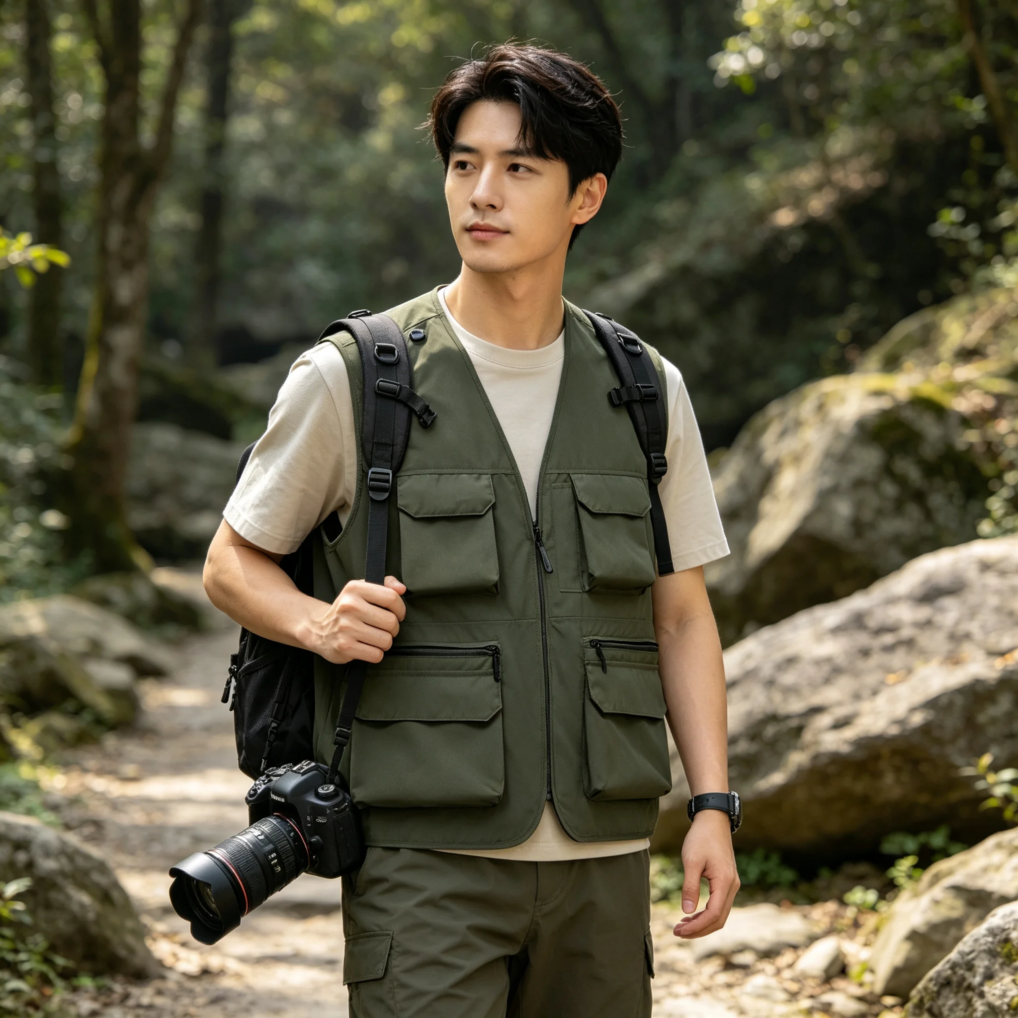 2026 Summer High Visibility Vest with Multiple Pockets Utility Waistcoat for Outdoor Activities Yellow Men's Fishing Cargo Vest