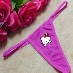 أنيمي لطيف طباعة مرحبا كيتي ثونغ تي السراويل للنساء ، سراويل منخفضة الخصر ، بيكيني مثير ، مريح ، تنفس ، حزام رقيق ، هدية أفضل 10 مبيعات بيكيني مرحبا كيتي - رقم 2