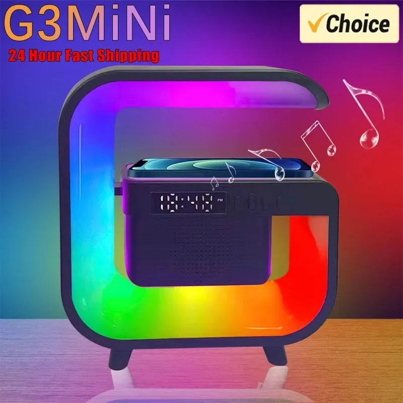 Multifunctional RGB Night Light Wireless Charger Stand Bluetooth 5.0 Speaker FM TF Fast Charging Station IPhone Samsung Xiaomi