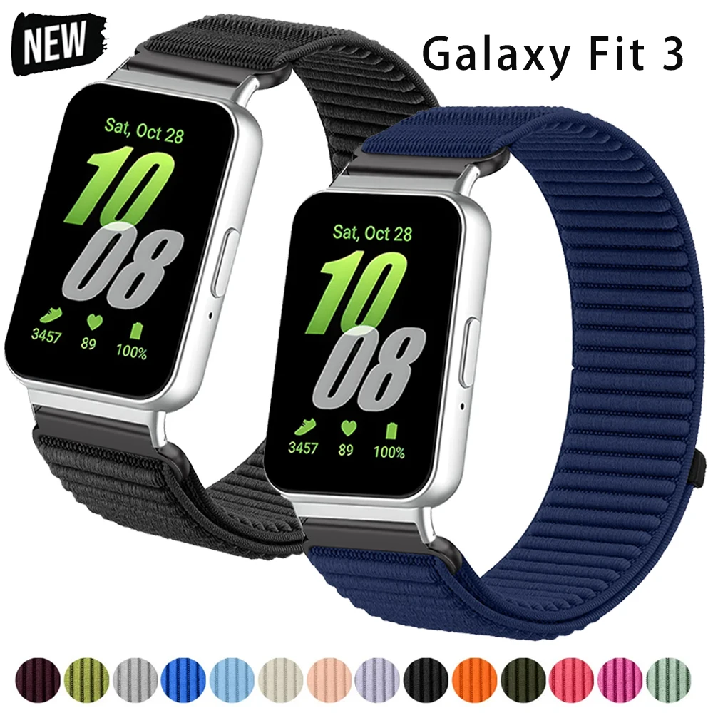 Correa deportiva de nailon para Samsung Galaxy Fit 3, Correa de repuesto ajustable, Correa deportiva de nailon transpirable, correa de pulsera Galaxy Fit 3