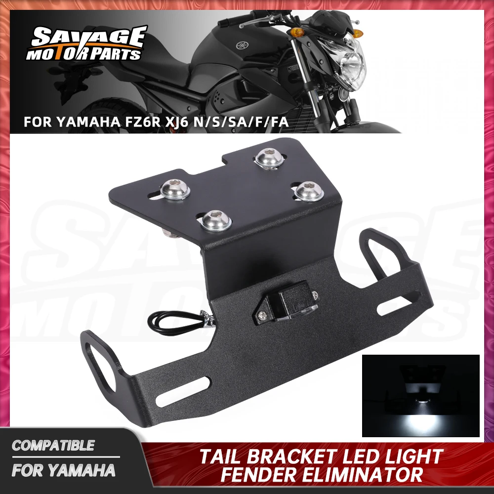 

XJ6 FZ6R License Plate Holder For Yamaha FZ6R XJ6 N/S/SA F/FA Diversion Motorcycle Parts LED Light Tail Tidy Fender Eliminator