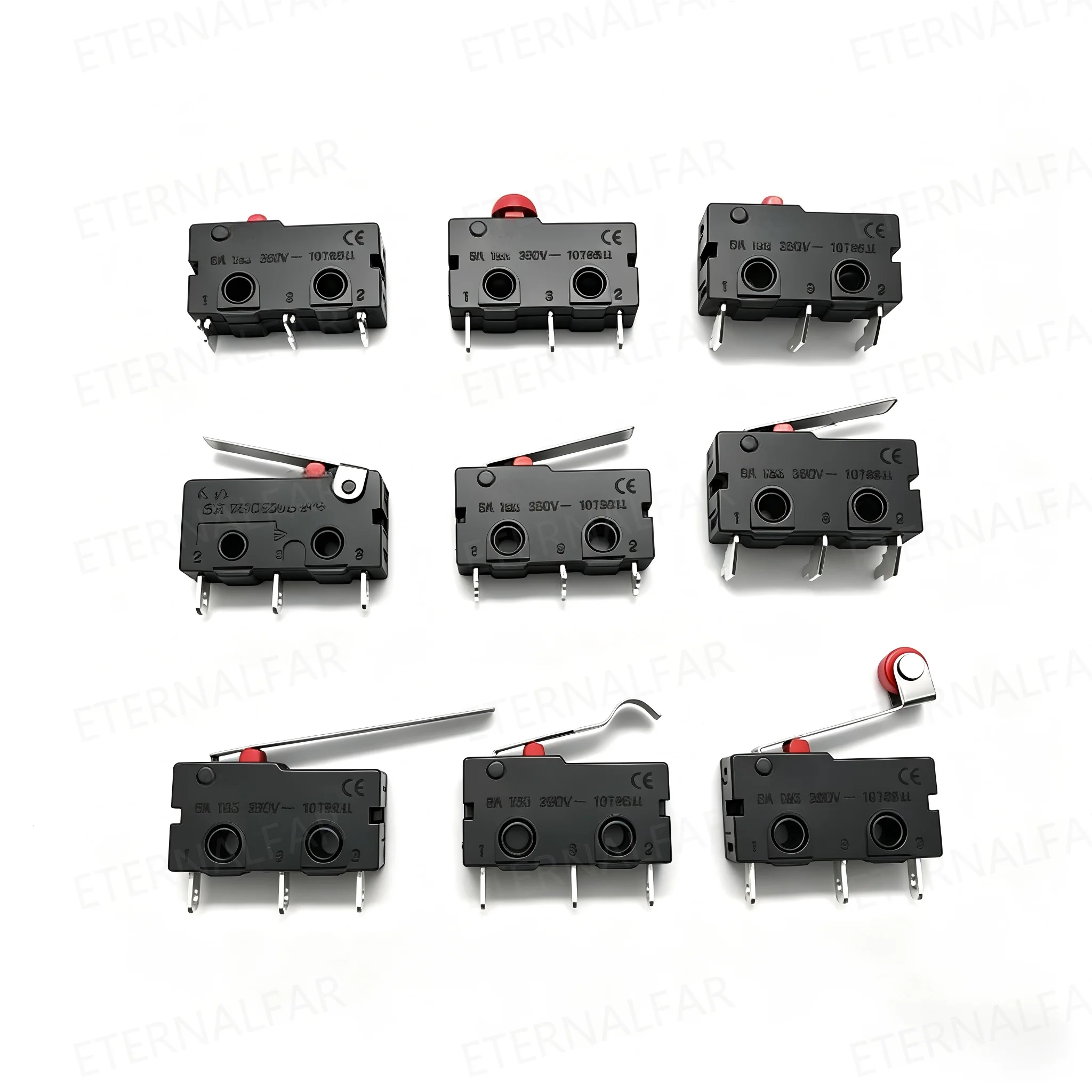Hzy Mini Micro Roller Lever Arm SPDT Snap Action LOT 3A 250V AC 5A 125V NC-NO-C With Pulley 3 Feet Stroke Limit Switch