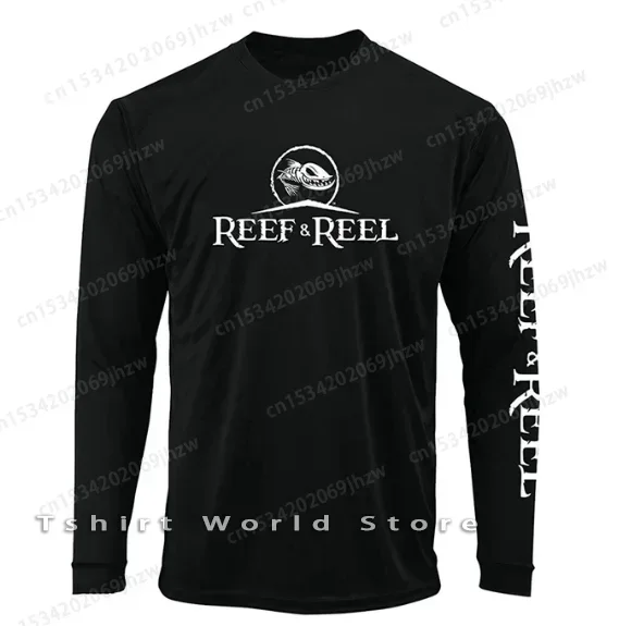 REEF & REEL Fishing Apparel Men Fishing Clothing T Shirts Long Sleeve Sunscreen Anti-uv Fishing Jersey Solid Color