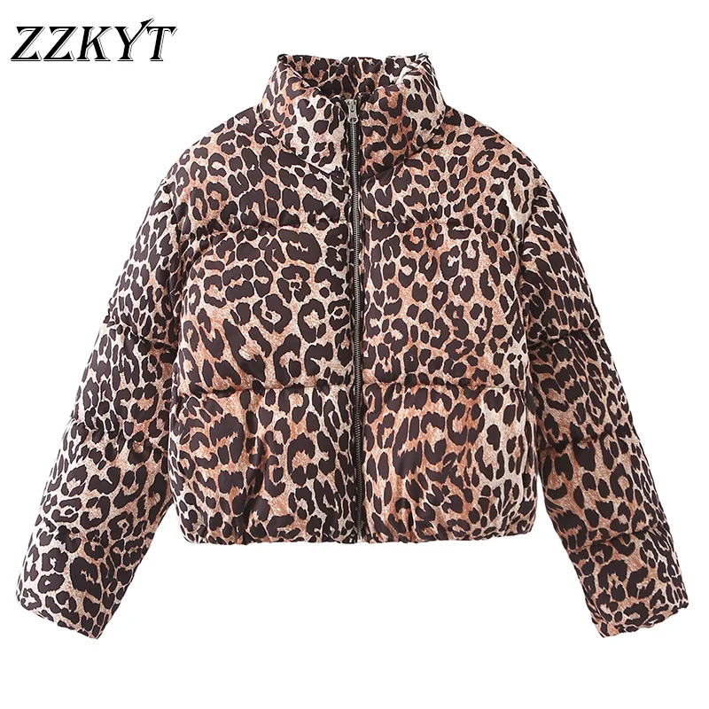 Women\'s Winter Vintage Leopard Print Cotton Jackets Coat Fashion Long Sleeve Parkas Female Outerwear Tops New in Coats Clothing