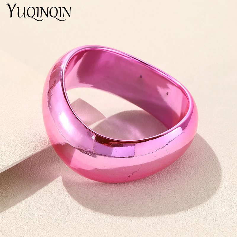 New Retro Irregular Wide Bangle for Women Exaggerated Big Resin Thick Bracelet Bangle Female Girls Vintage Trend Indian Jewelry