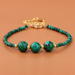 Natural Green Malachite Stone Bracelet 3mm Small Faceted Beads Bracelets Fashion OT Buckle Reiki Healing Bracelet Jewelry Gifts