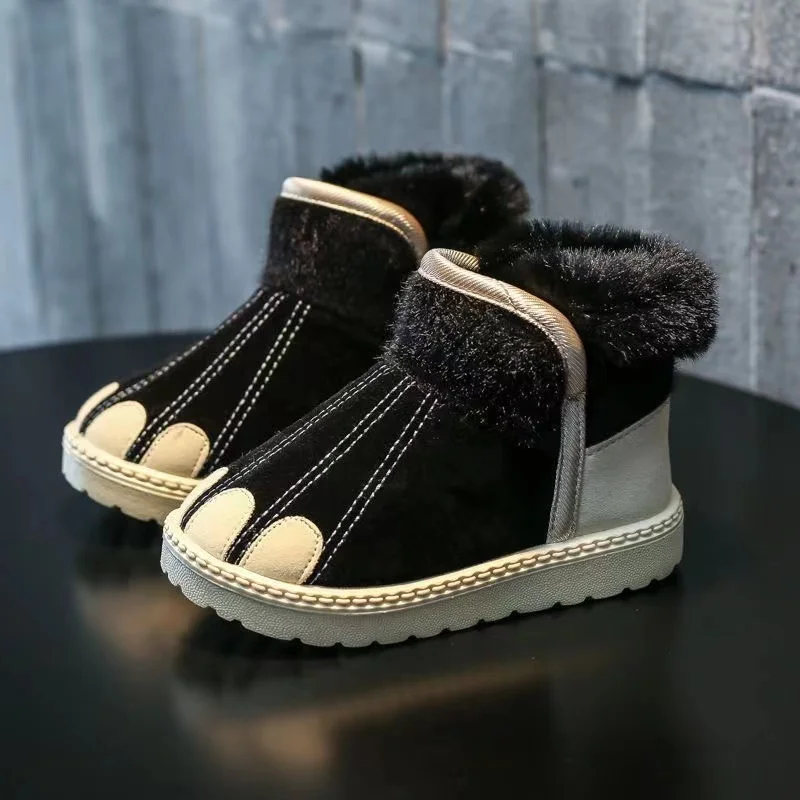 Botas de nieve cálidas y gruesas de Minnie para niños y niñas, zapatos de algodón con nudo antideslizante para bebés, invierno, nuevo