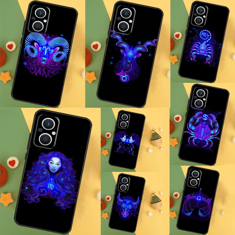 Neon Zodiac Signs Case For OPPO Reno 10 Pro 11 F 8T 4Z 5Z 4 5 6 7 8 Lite OPPO Find X5 X6 Pro X2 X3 Lite Cover