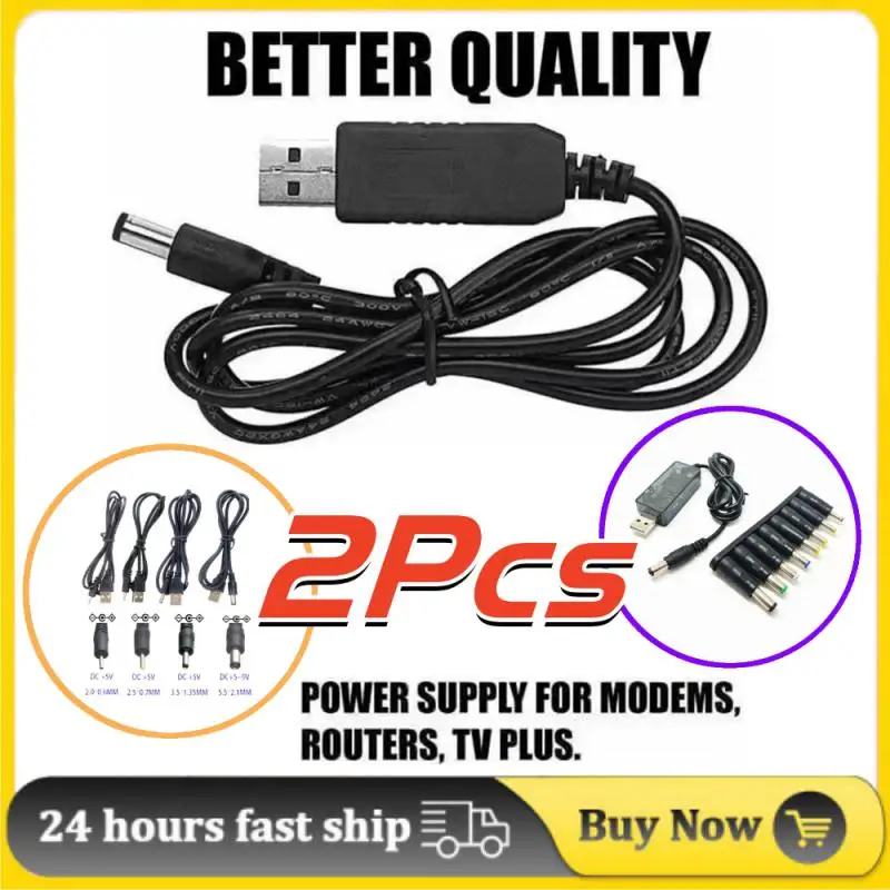 2Pcs USB DC Power Jack Female Plug Adapter 5V 9V 12V Step-up Module Converter 2.1x2.0 2.5 3.5 5.5mm Male Connector 8 In 1 Adapte