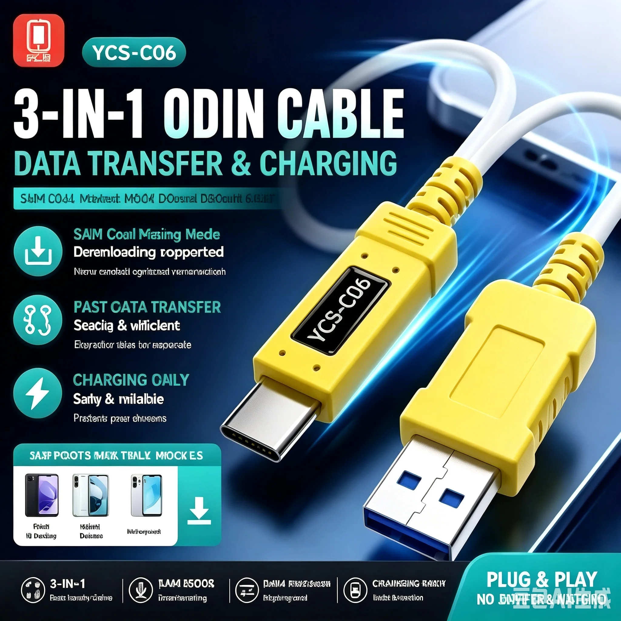 Cable de Datos YCS M Y SAM para Modo de Descarga, Kit de Herramientas Manuales, Cable de Datos USB-C para Modo de Minería Odin, Reparación de Teléfonos Móviles
