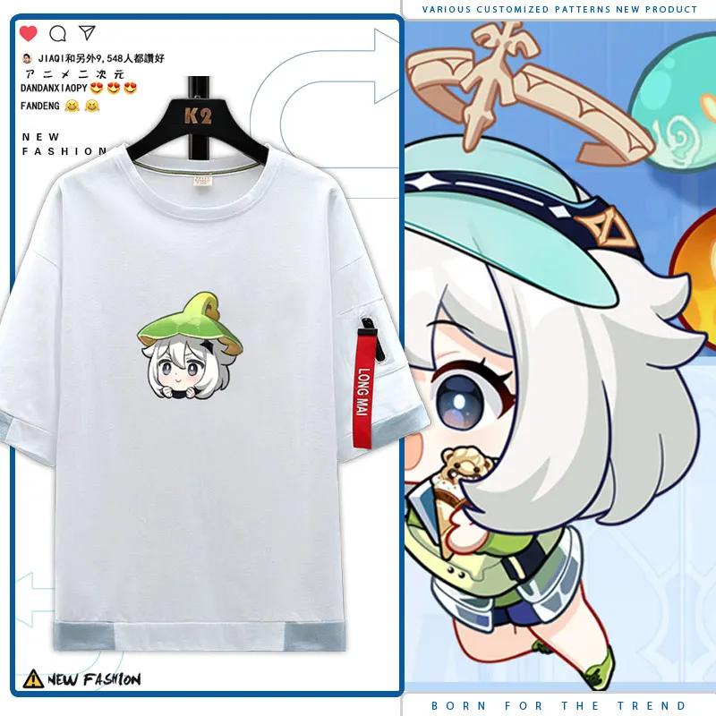 Neues Spiel Genshin Impact Paimon T-Shirt Frauen Kawaii Tops klassische Spiele Charakter Grafik druck Tops Cartoon Streetwear T-Shirt