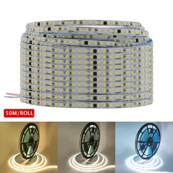 220V LED Strip 2835 120LEDs/m Super Bright 10m 50m Flexible Home LED Light Tape Waterproof White Warm White 4000K No Need Power