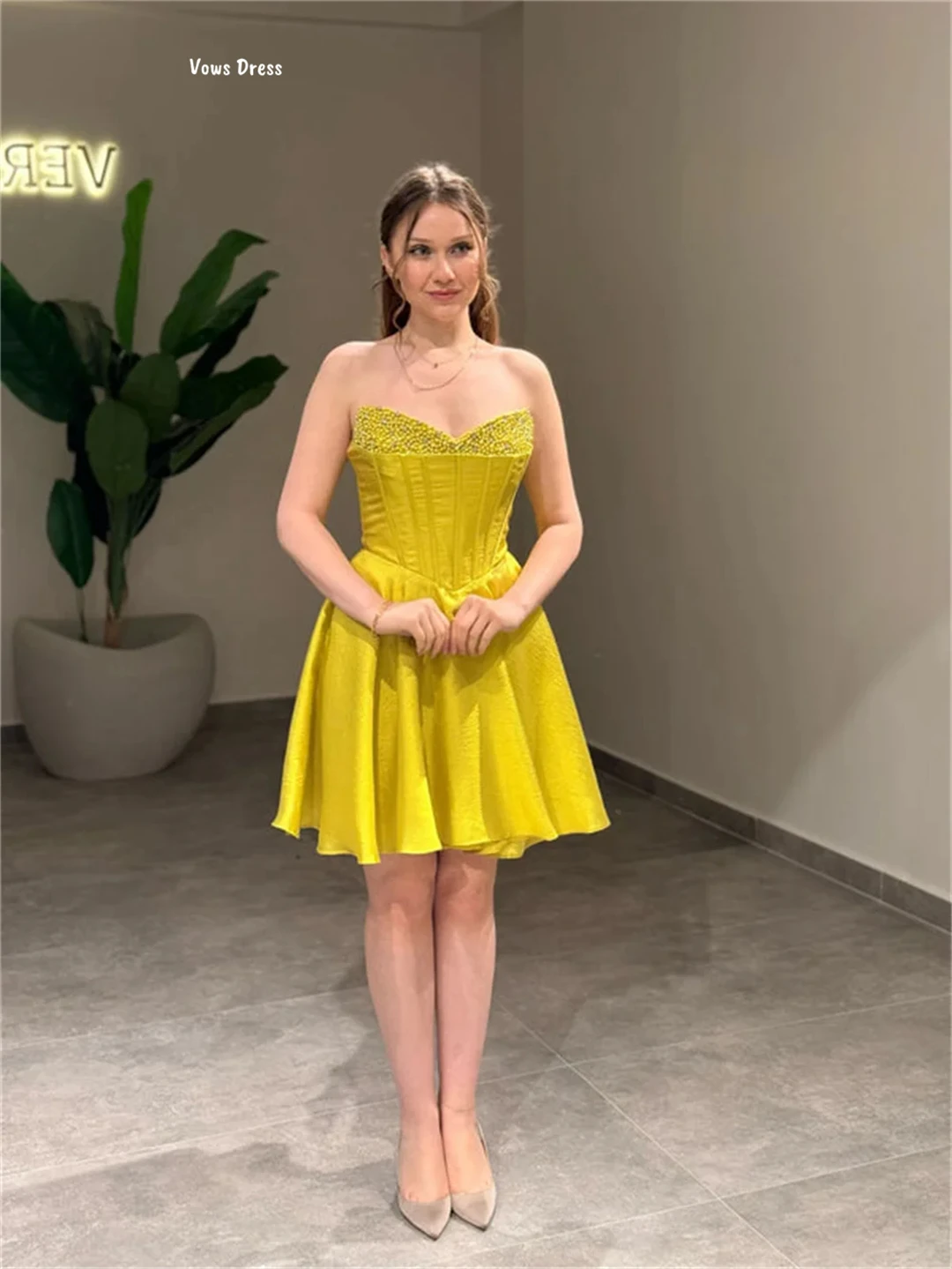 Vows Robes De Cocktail en mousseline De soie robe De soirée femme ligne une Robes De soirée élégantes pour mariage femme sur mesure bustier tubulaire bal