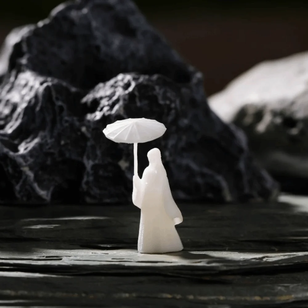 

3pcs Craft Resin Ancient Umbrella Girl Figurines Chinese Style Classical Girl Statue Waterproof Miniature Ornaments Model