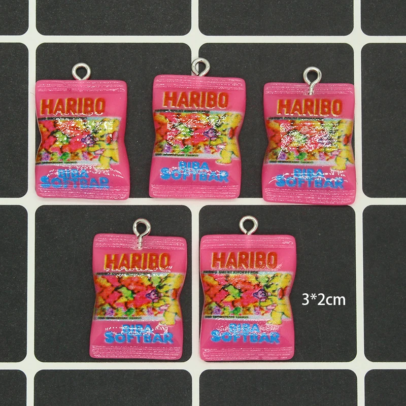 10 قطعة الأوروبية الجميلة الحلوى الراتنج الغذاء السحر محاكاة السكر وجبة خفيفة التعبئة والتغليف حقيبة المعلقات المسطحة لصنع المجوهرات القرط #3