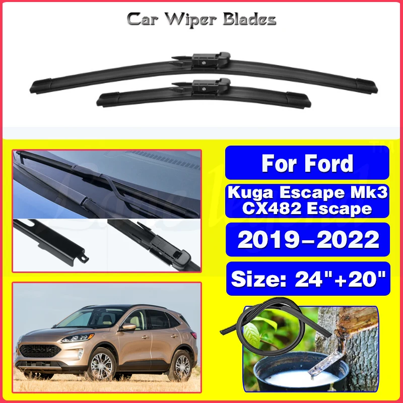 

Car Wiper Blade Blades For Ford Kuga Escape Mk3 CX482 Escape 2019 2020 2021 2022 Windshield Windscreen Car Accessories 24"+20"