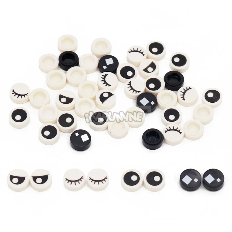 Marumine Cartoon Eyes 4 Kinds MOC Bricks Model Accessories Emotional Expression Compatible 98138 Round Tile Building Blocks Part