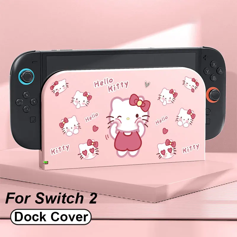 Capa Protetora Frontal para Nintendo Switch 2 2025 TV Dock Station - Placa Decorativa de Substituição com Desenho de Gato Fofo