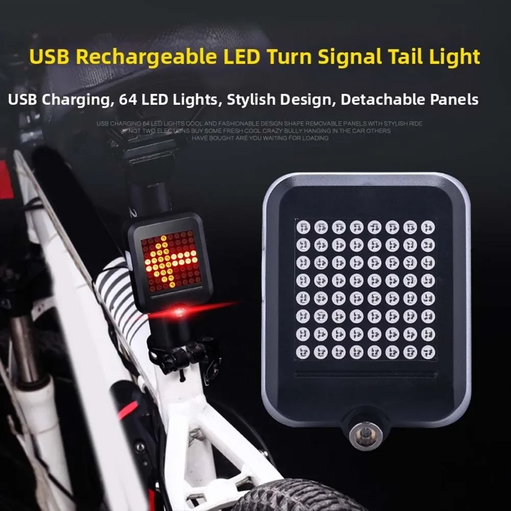 Reliable Bicycle Taillight Designed for Night Riding with USB Charging Brake Light Trigger and Turn Signal Modes