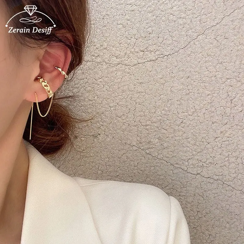 

Earrings Personality Design Female Fringe Retro Ear String Ear Clip Cool Ear Cuff Chain Korean Earrings Set