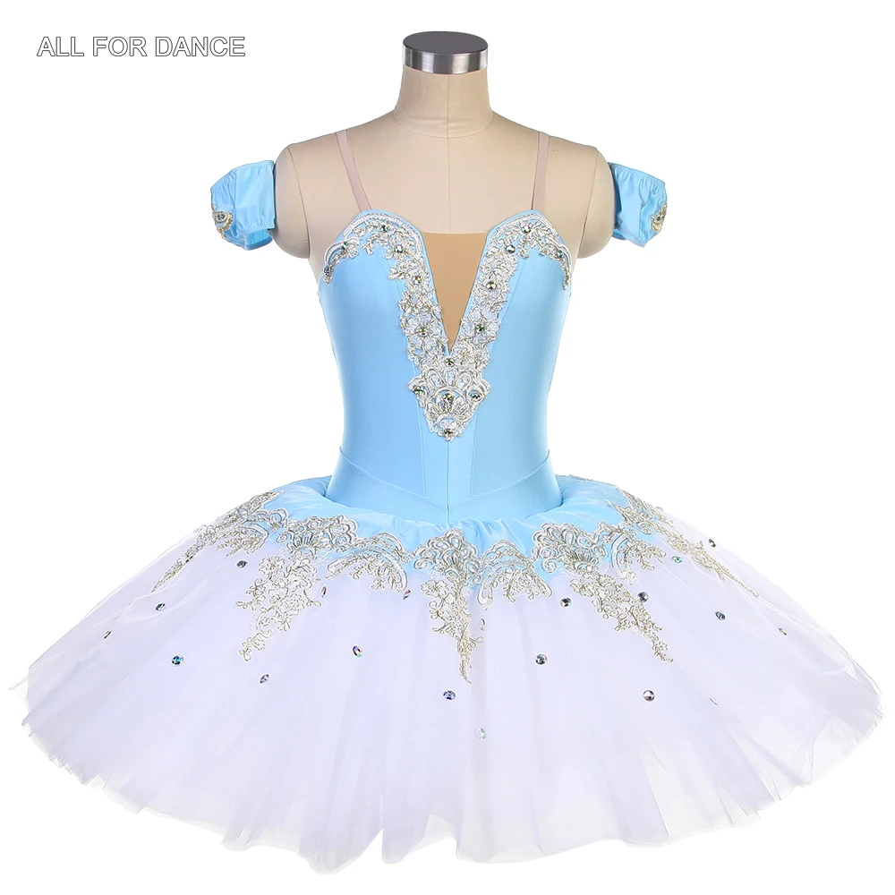 BLL528 Tutù di balletto pre-professionale in spandex azzurro cielo per ragazze e donne Costumi di tutù di ballerina per spettacoli teatrali