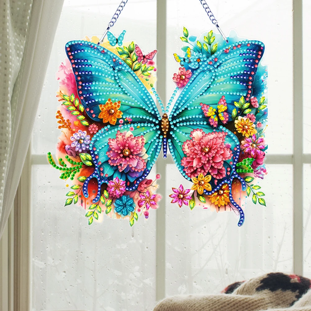

Акриловые бабочки и цветы 2D/плоские DIY горный хрусталь Алмазные художественные оконные подвески Алмазный художественный кулон Украшение стен дома Ремесла