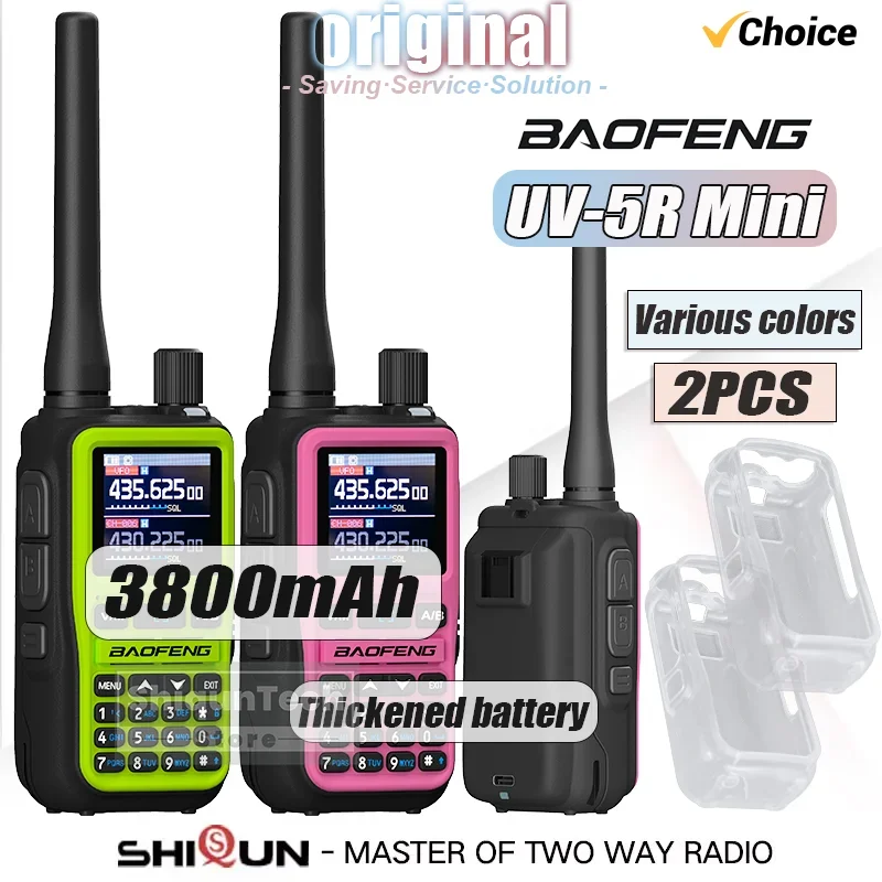3800mah-baofeng-uv-5r-mini-walkie-talkie-upgraded-thickened-battery-type-c-charging-dual-ptt-am-fm-uhf-vhf-ultralight-ham-radios