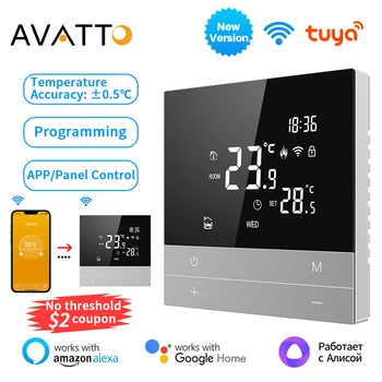 AVATTO Tuya WiFi Termostato Inteligente Piso Elétrico/Caquecimento Caldeira de Água/Gás Controlador de Temperatura Para Google Home, Alexa, Alice