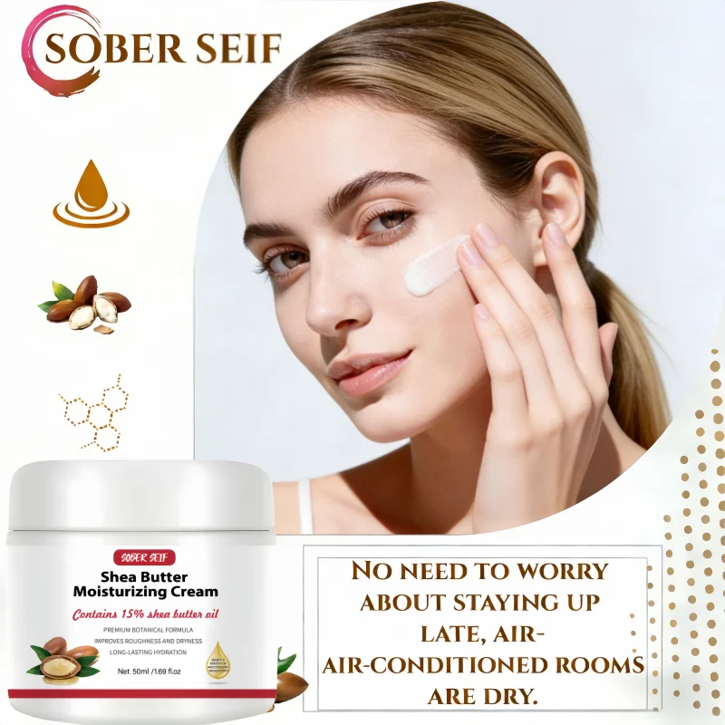 Hyaluronic Acid Shea Butter Ceramide Facial Moisturizer 50ml Repair Damaged Skin Deep Nourishing Dry Skin Care Product