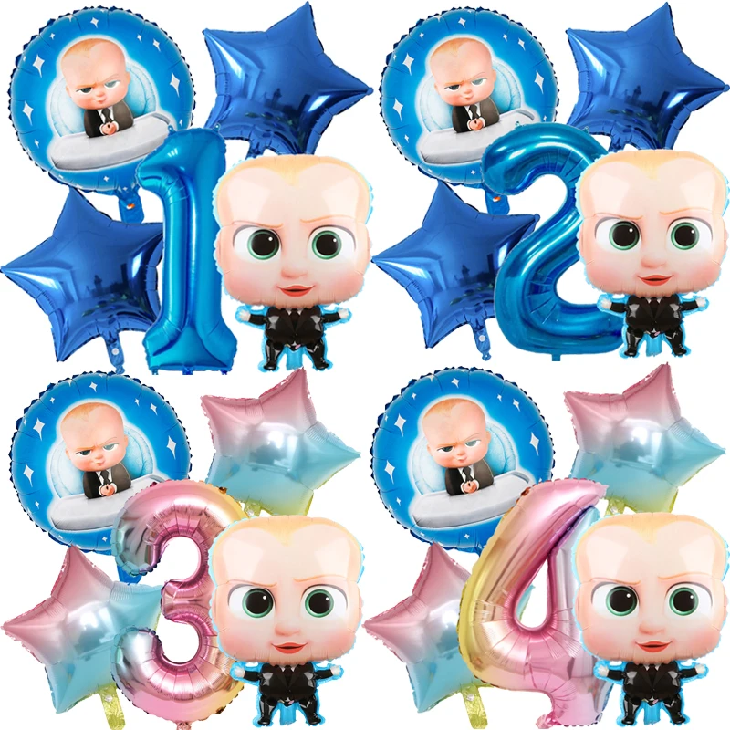 

Boss Baby 5pcs Birthday Balloon Set for Children Anime Cartoon Cute Number 1-9 Balloons Baby Shower Party Decorative Supplies