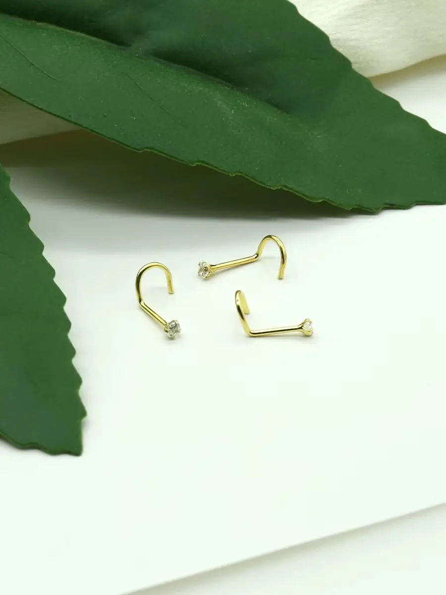 Runder Zirkon 2,0 mm gedrehter Nasenpiercing-Ohrstecker für Damen, Sterlingsilber 925, Nasenpiercing-Schmuck, Nez Pircing Nariz Joy Tous Corporal – Detail 5