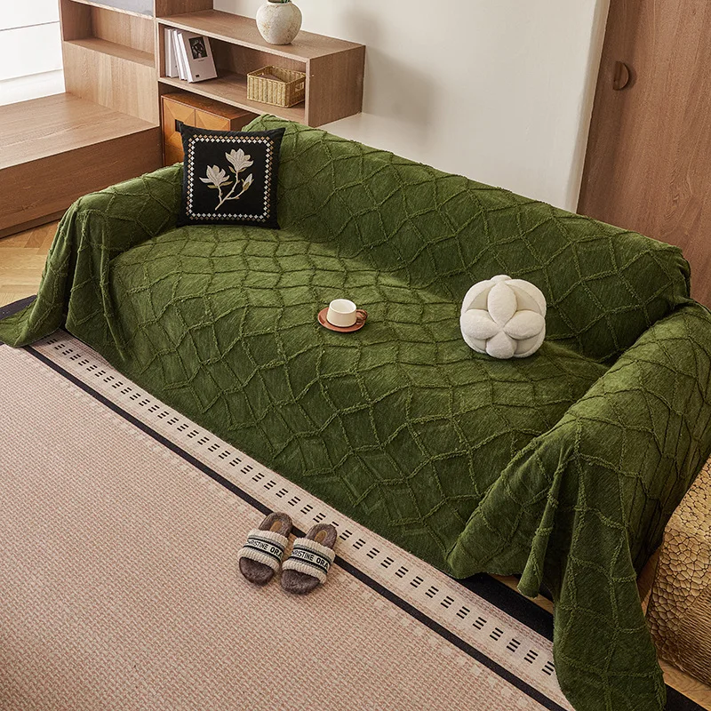 Chenille Argyle Sofa Towel Simple Style All Inclusive Universal Non Slip Anti Cat Scratch Cover Home Textiles