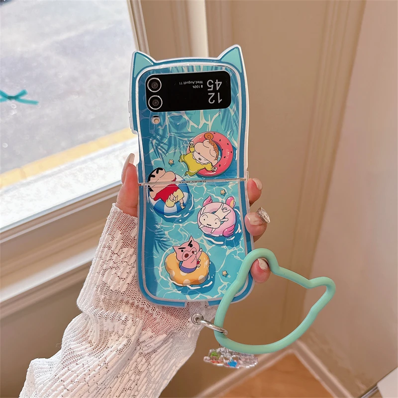 Cute Cartoon Japan Anime Crayon Shin chan Phone Case For Samsung Galaxy Z Flip 7 6 5 Case Soft TPU Back Cover For Z Flip 3 4