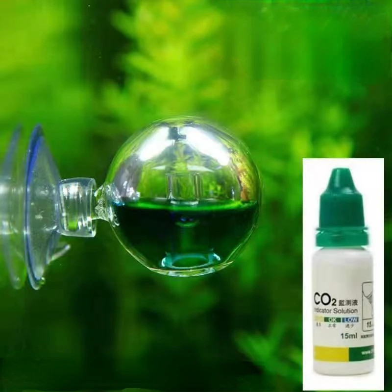 Diffuse Glass CO2 Drop Checker Aquarium Hang On CO2 Monitor Sensor Detector Indicator For Fish Tank Aquatic Planted Tank Test PH