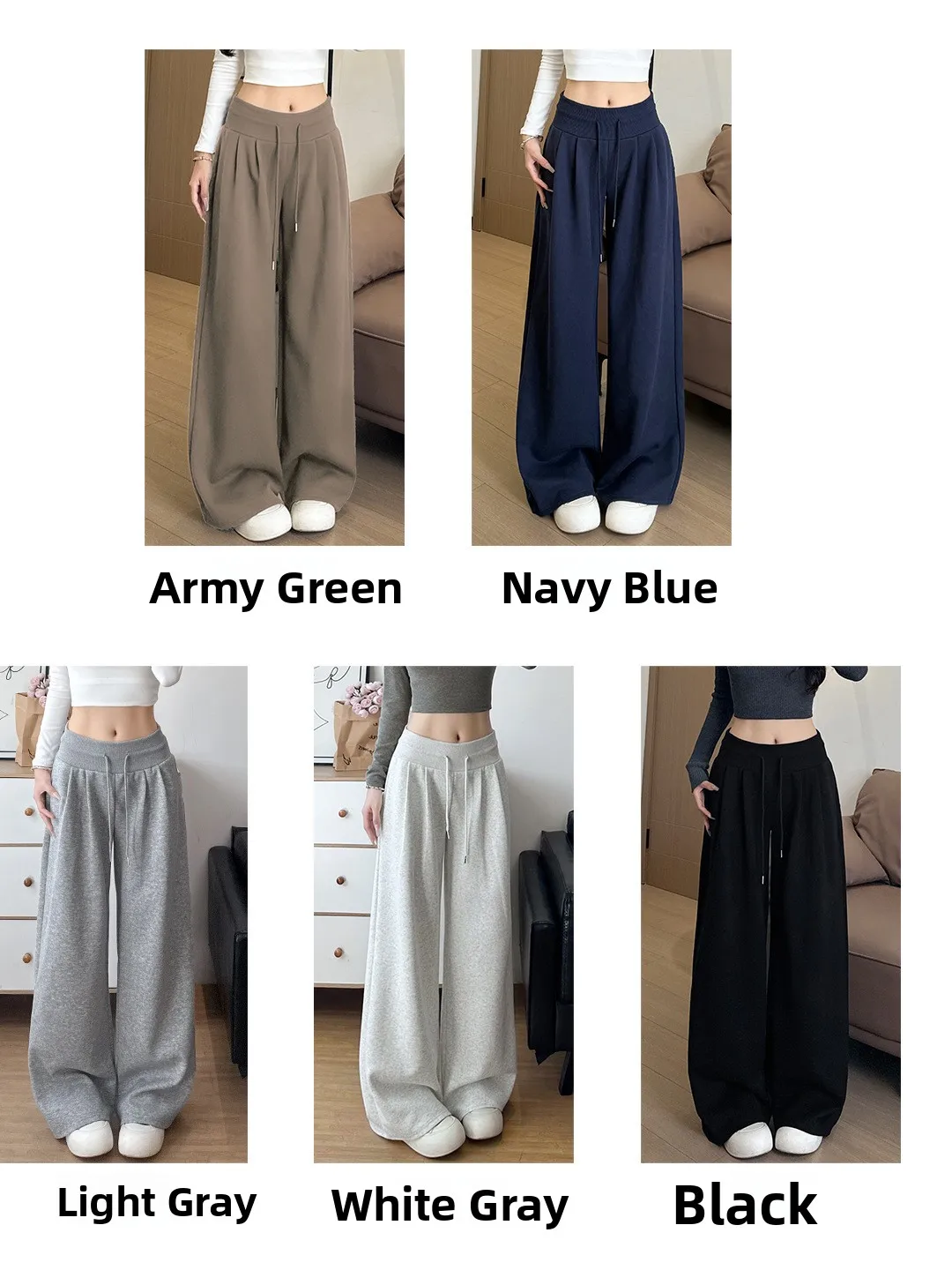 Lockere Sporthose mit weitem Bein, niedrige Taille, gerader Schnitt, Lazy Sle Damenhose, Blau, Neuankömmling, Winter, Faion, Freizeitkleidung