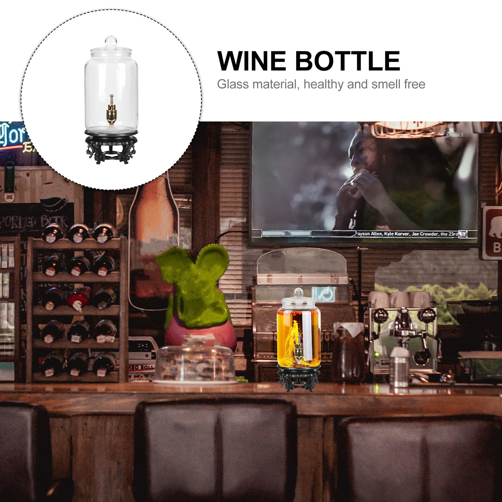 

1Set Glass Wine Jar Household Sealed Drink Dispenser Tank Sparkling Wine Bucket Indoor Outdoor