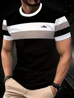 Summer Classic Men's T-shirt Outdoor Round Neck Short Sleeve Top Stripe Print Street Loose T-Shirt Male Oversized Clothing