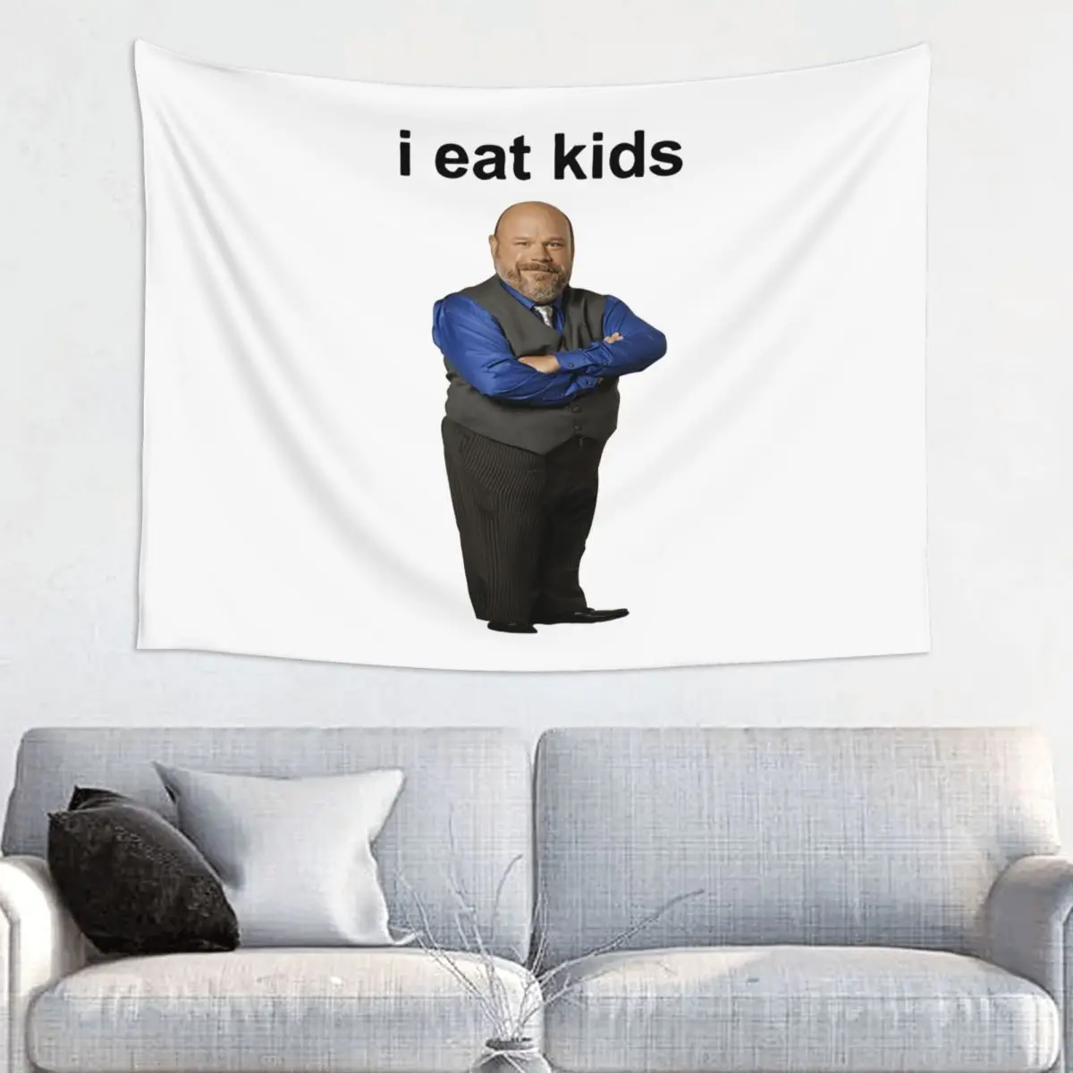 Bertram I Eat Kids Tapestry Colorful Polyester Wall Hanging Funny Room Decor Curtain Psychedelic Wall Blanket