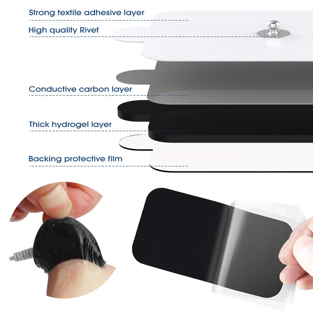 Electrostimulation Patch EMS Electrode Muscle Stimulator Pads For Acupuncture Physiotherapy Tens Machine Conductive Gel Reusable