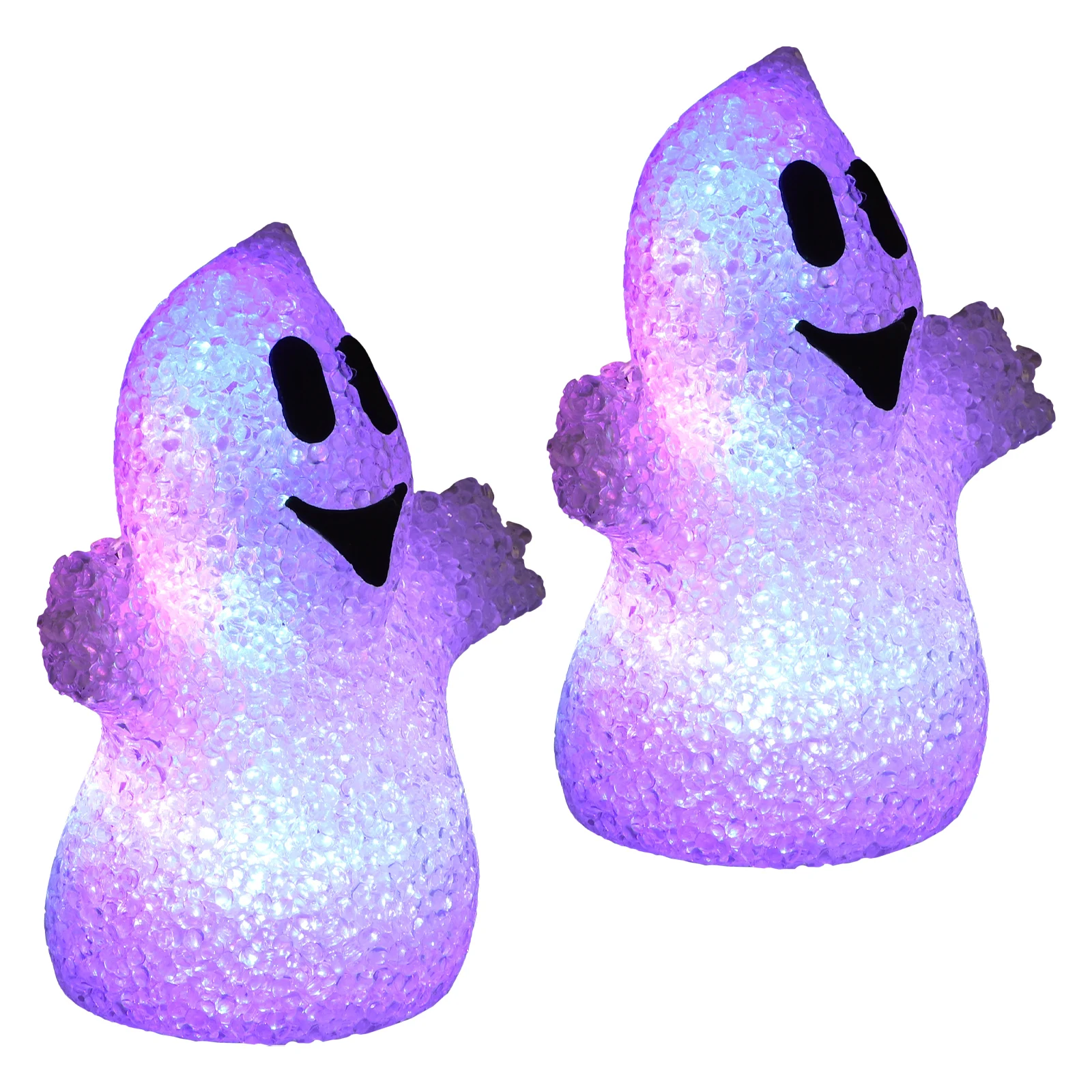 2pcs White Ghost Night Light Halloween Decoration Durable Festive Atmosphere Lamp Small Table Props Child Fun