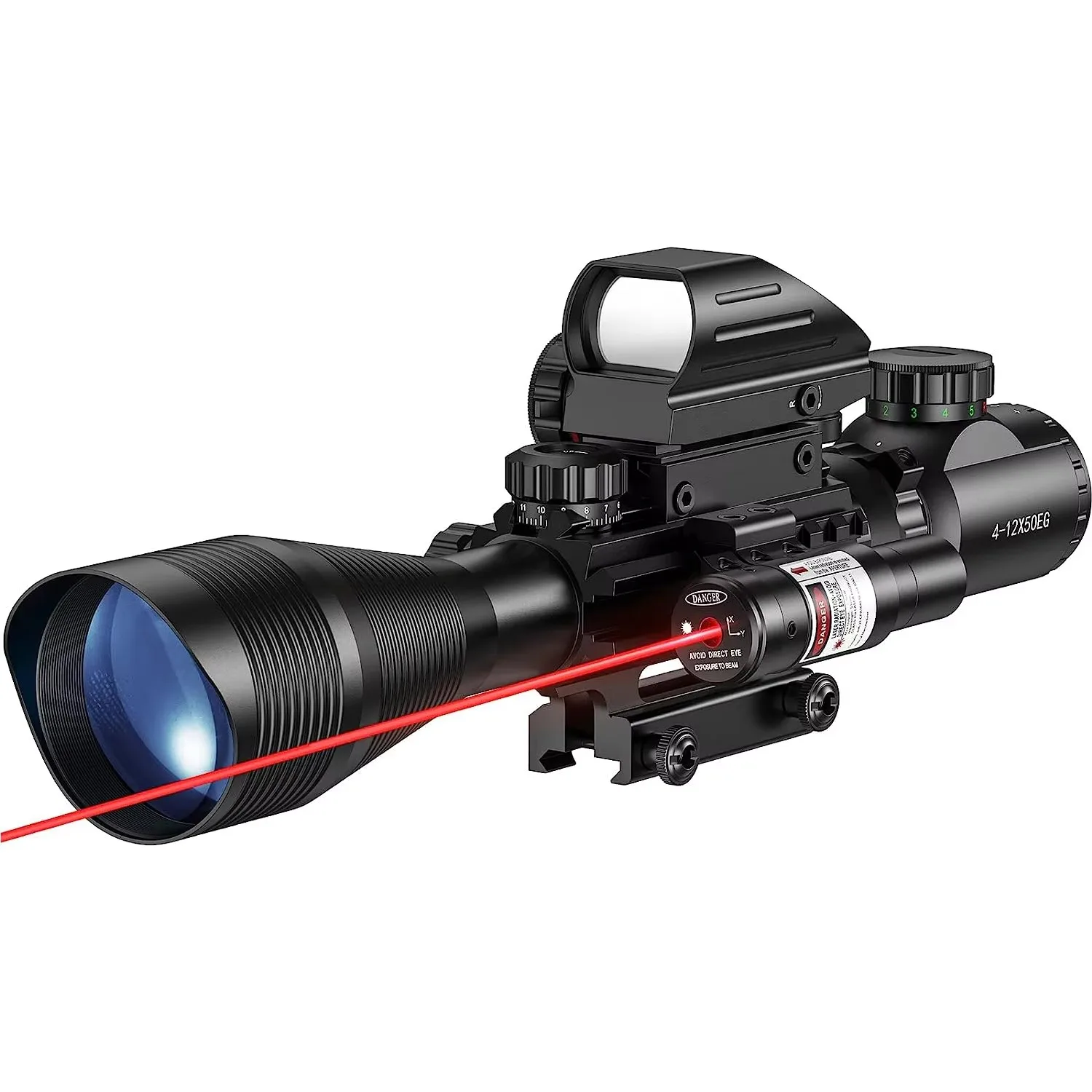 4-12x50 Scope Illuminated Rangefinder Reticle Rifle Holographic 4 Reticle Sight 20mm Red Grenn Laser For Hunting