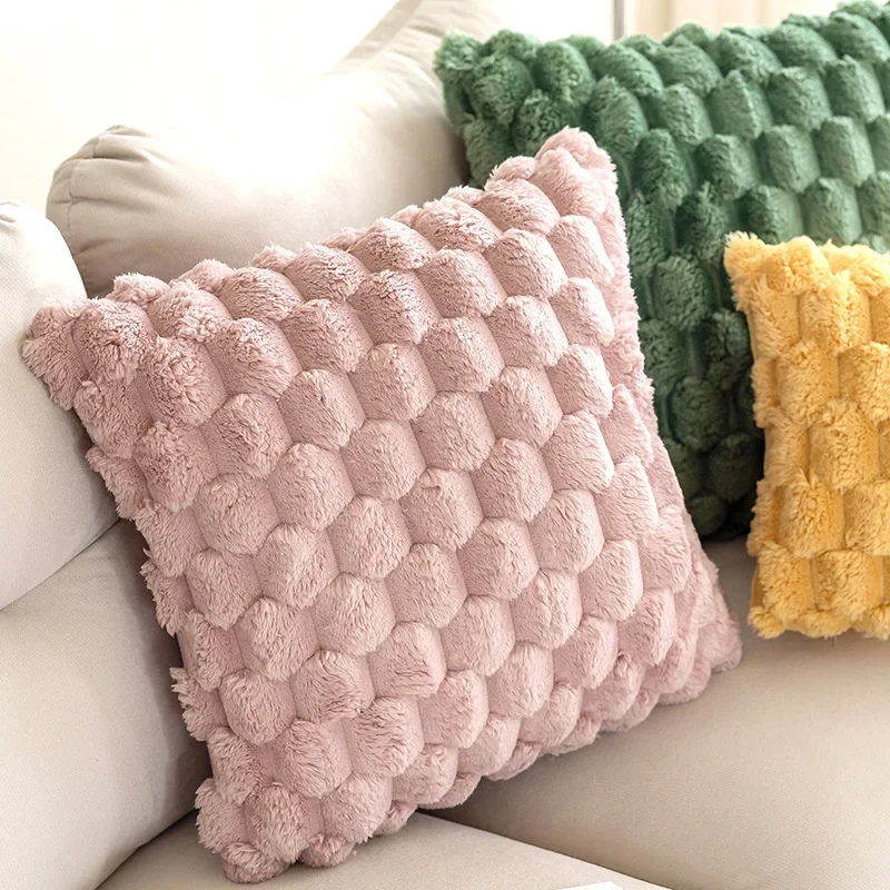 Soft Fur Pillowcase Solid Color Tortoise Cushion Cover 45*45cm Cozy Plush Decorative Pillow Cover Living Room Sofa Cushion Case